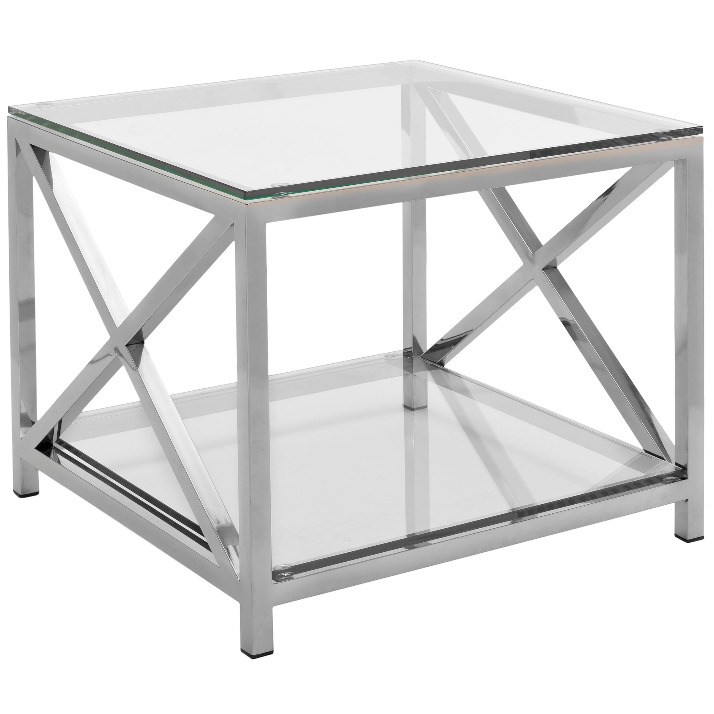 SAFAVIEH Couture High Line Collection Hayward Stainless Steel Chrome End Table - 23.6" W x 23.6" L x 19.7" H