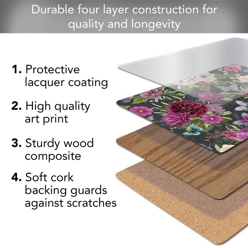 Hardboard Placemat, Midnight Garden, Set of 2, Made in the USA