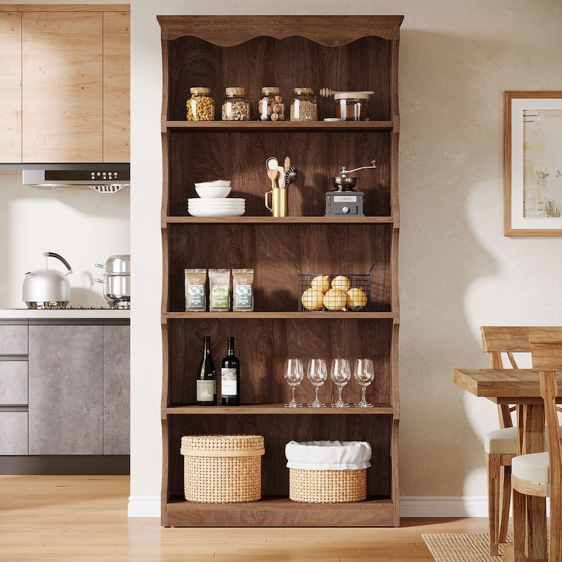 70-Inch Tall 5-Tier Bookcase with Curved-Edge Design
