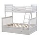 preview thumbnail 2 of 9, White Twin over Full Wood Bunk Bed with Storage Drawers and Ladder