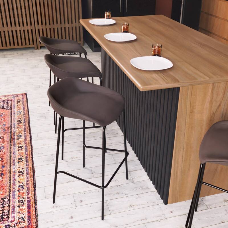 Leather Barstool with Powder-Coated Iron Frame Servos Series