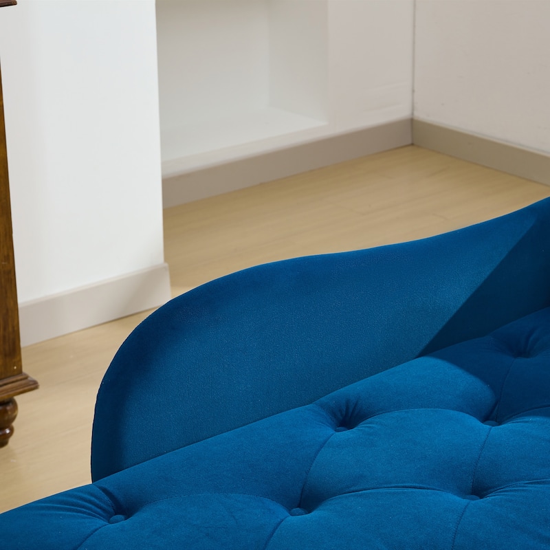 Velvet Chaise Lounge with a Storage Function, Tufted Cushions & Nailheads