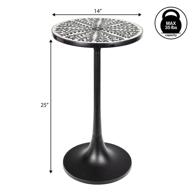 Miles 25" Modern Bohemian Metal/Resin Inlay Top End Table, by JONATHAN Y
