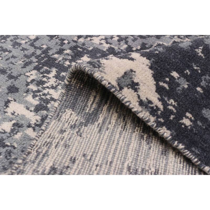 ECARPETGALLERY Hand Loomed Elysian Dark Grey Wool Rug - 5'0 x 7'11