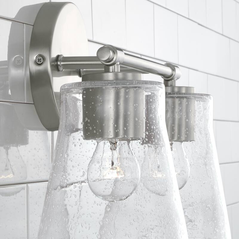 Baker 2-light Bath/ Vanity Fixture w/ Clear Seeded Glass