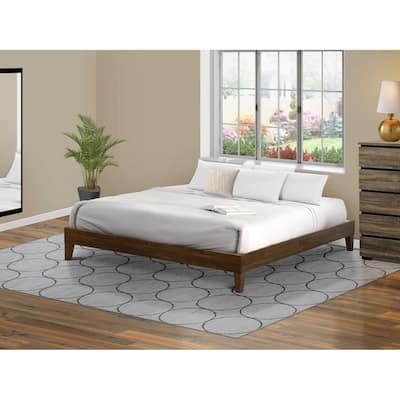Queen Bed Frame with Hardwood Legs - Walnut Finish Bedroom Furniture