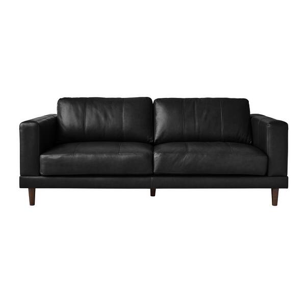 Picket House Furnishings Hanson Leather Sofa In Black On Sale Overstock 31566681