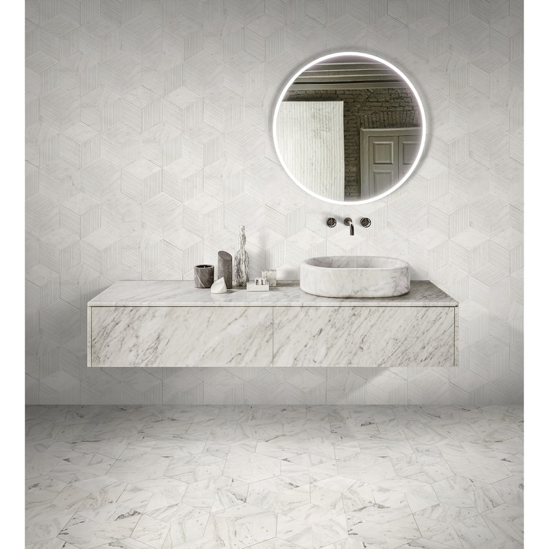 Hexagon Natural Polished Marble Tile for Wall and Floor, 1 Box 12 PCS