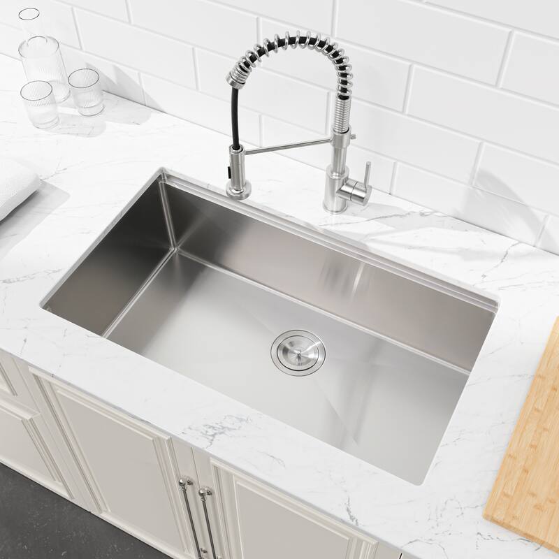 Kitchen Sink Multifunctional undermount Flying Rain Waterfall Stainless Steel Handmade Modern Single Bowl