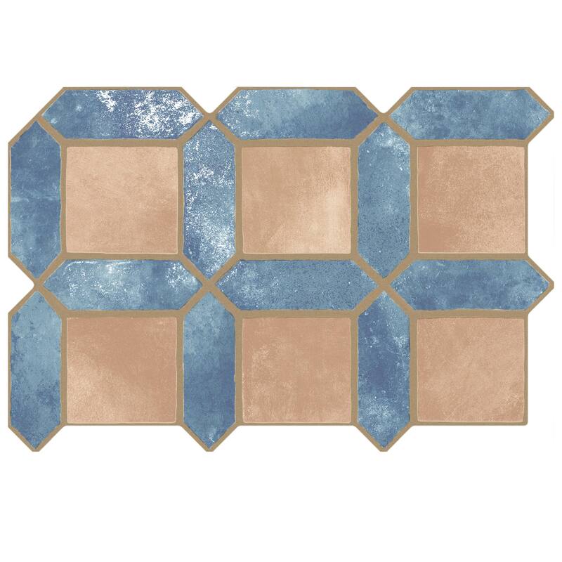 Merola Tile Picket Arendel Blue with Terra Square 14-5/8" x 22-1/2" Porcelain Floor and Wall Tile