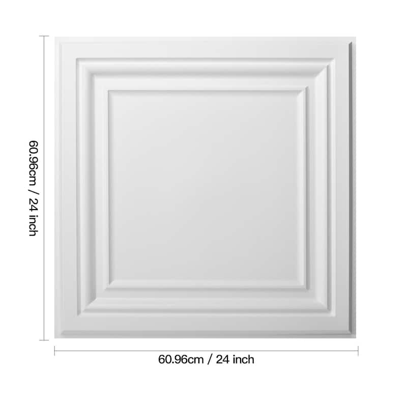 Art3d White PVC Ceiling Tiles, Wall Paneling 12 Pack 24"x24" Cover 48 Sq.Ft.