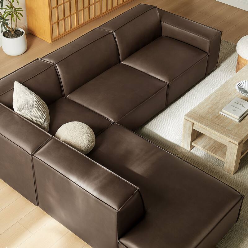 Restore 4-Piece Vegan Leather Modular L-Shaped Sofa