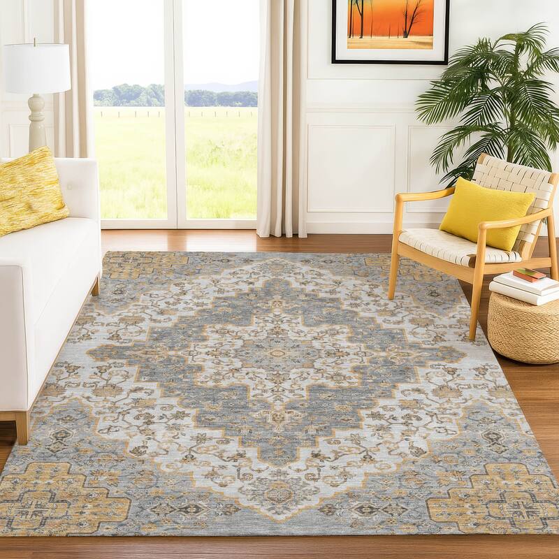 Machine Washable Indoor/ Outdoor Traditional Karachy Chantille Rug