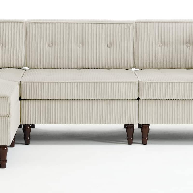 Oversized Sofa Corduroy Tufted Modular Sectional Set