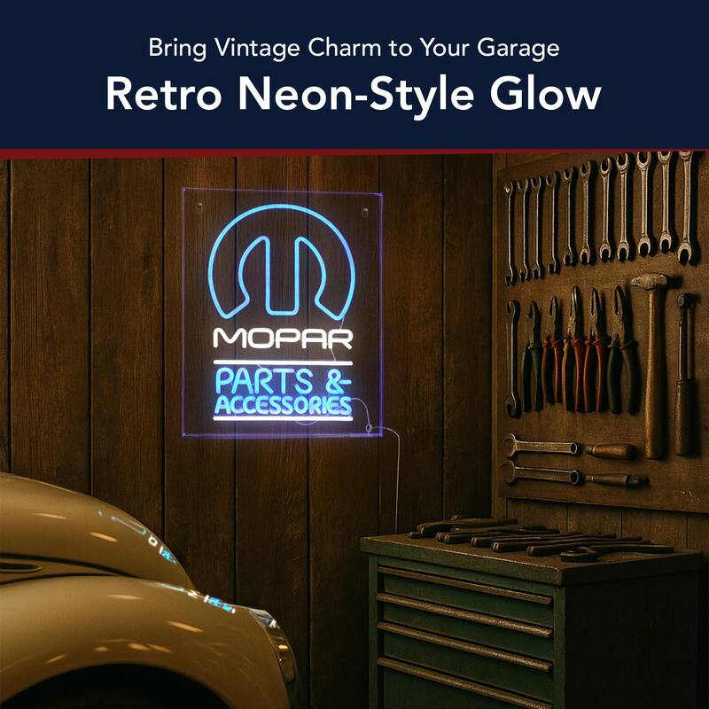 Licensed Mopar Parts & Accessories Acrylic LED Wall Decor Sign - 16" x 20" - 16" x 20"