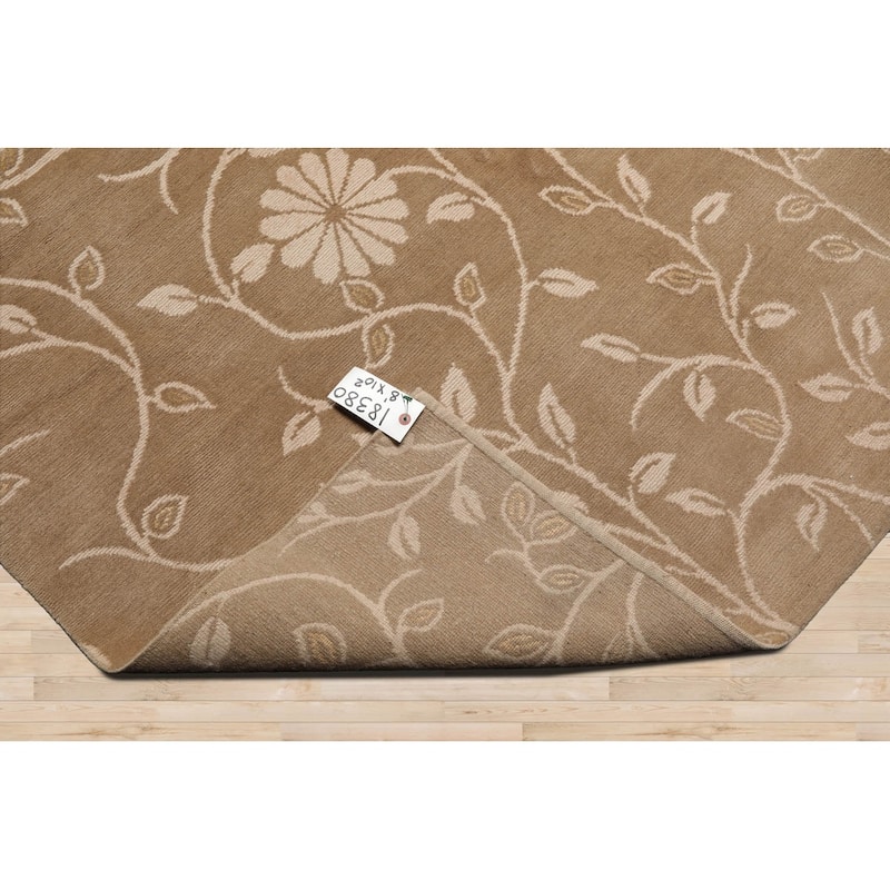 Hand Knotted Lapchi Tone On Tone Beige Tibetan Wool Oriental Area Rug - 8' 1'' x 10' 2''
