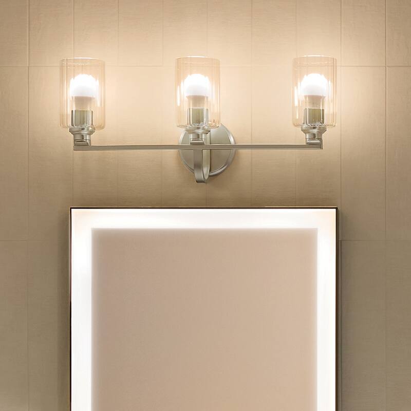 Kichler Lighting Gioe 24.25" 3-Light Vanity Light with Clear Fluted Glass in Brushed Nickel