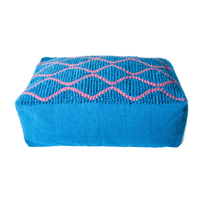 Jiti Indoor & Outdoor Bohemian Woven Casual Rectangle Lounging Pouf Ottoman Seating for Indoor Space 28 x 44 x 15