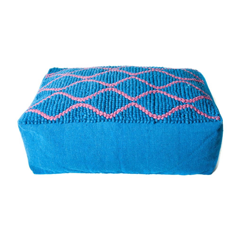 Jiti Indoor & Outdoor Bohemian Woven Casual Rectangle Lounging Pouf Ottoman Seating for Indoor Space 28 x 44 x 15