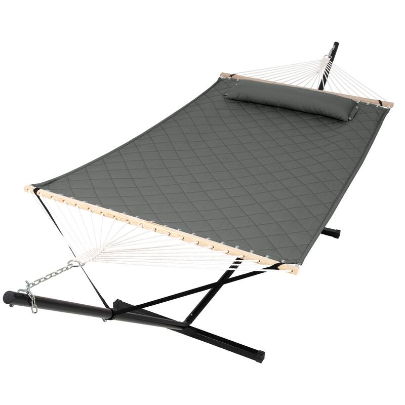 2 Person Quilted Hammock with 12ft. Stand - 147.6*35.4*47.6 - Diamond Gray