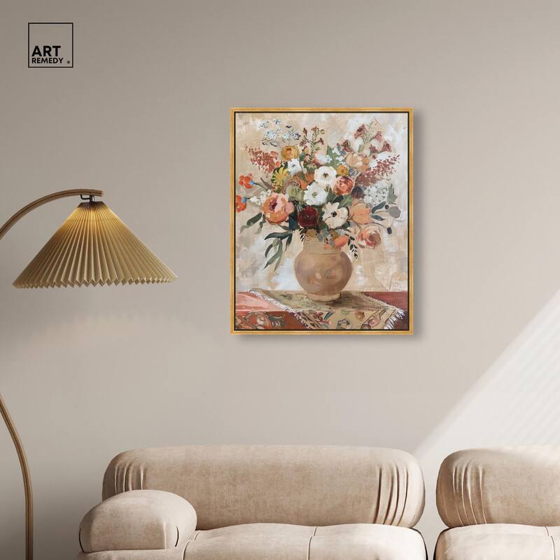 Clay Vase and Flowers Canvas by Art Remedy