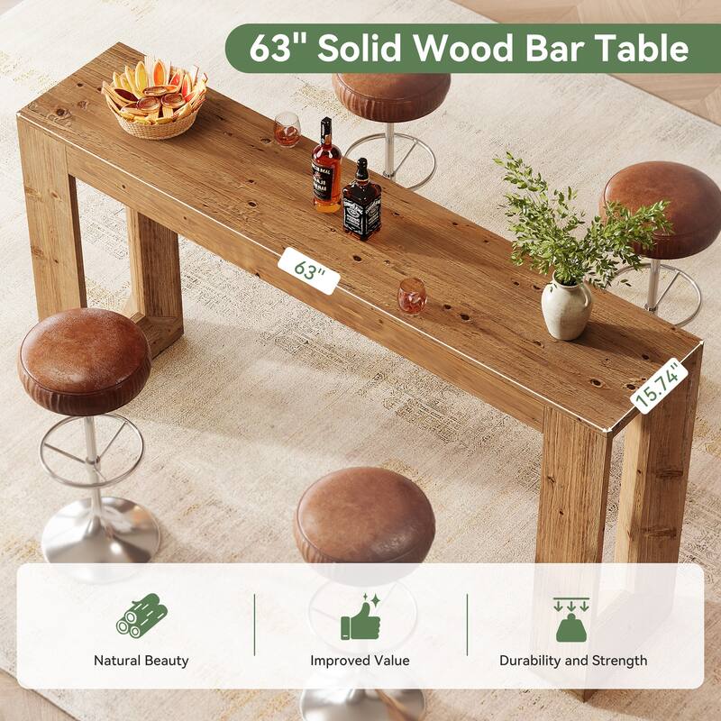 63-Inch Wood Bar Table