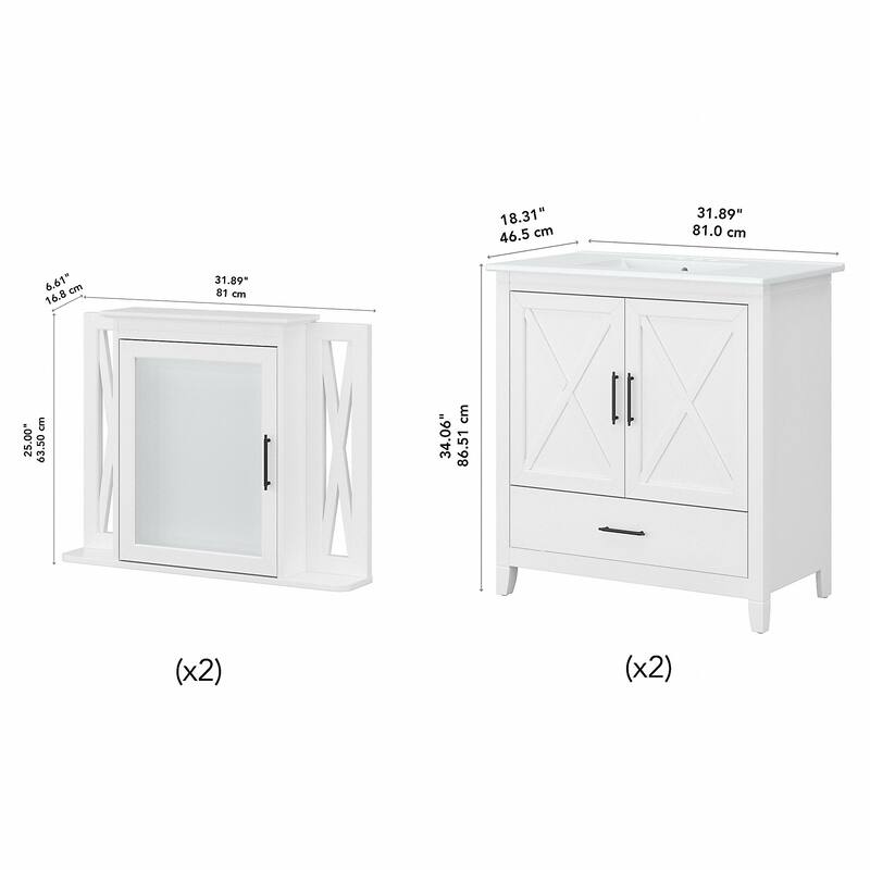 Key West 64W Double Vanity with Sinks and Cabinets by Bush Furniture