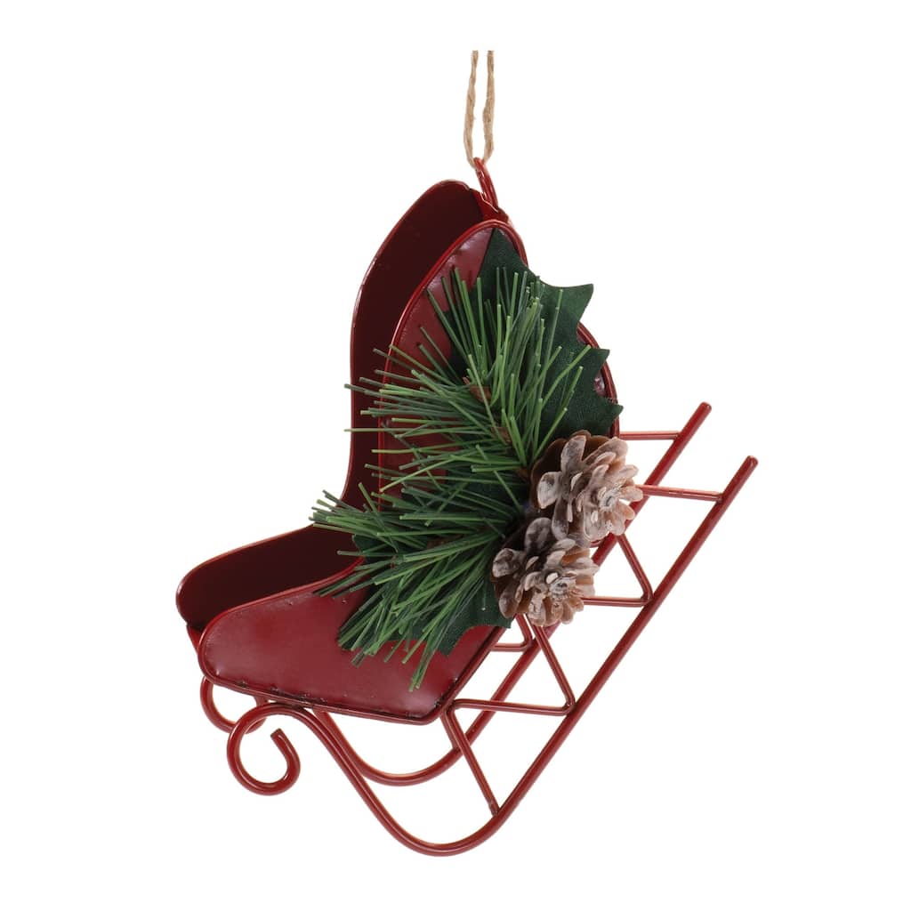 Metal Sleigh Ornament (Set of 12) - N/A