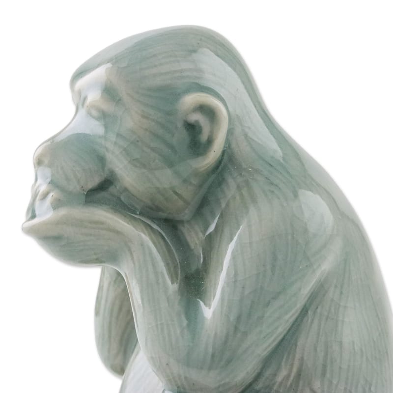 Novica Handmade Offering Wisdom Celadon Ceramic Figurines (Set Of 3)