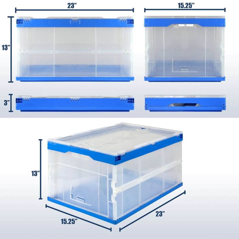 Mount-It! Collapsible Crate for Storage, 65L Capacity