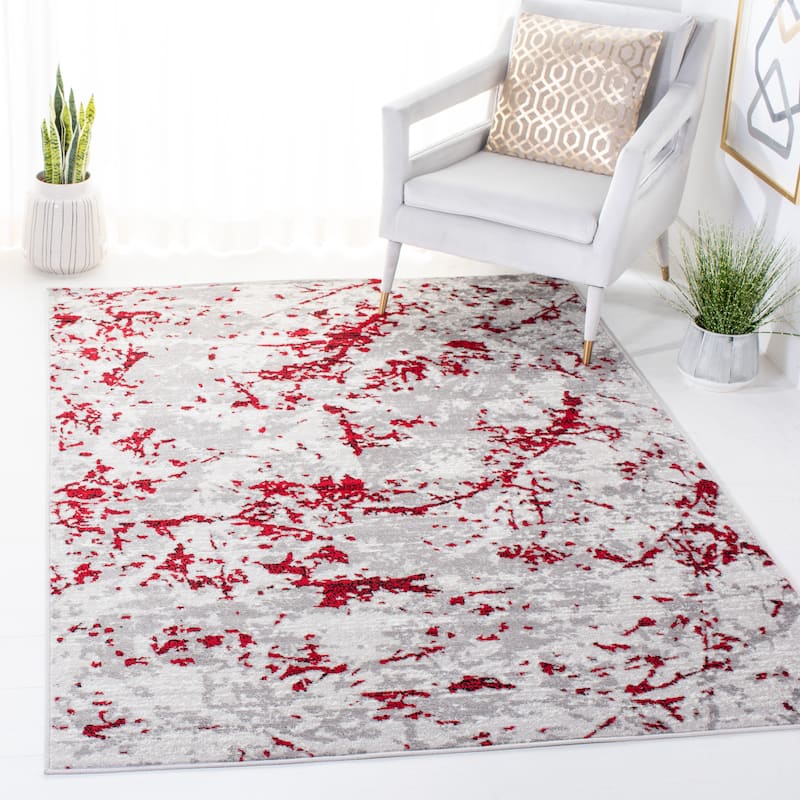 SAFAVIEH Skyler Leitha Modern Rug - 4' x 6' - Grey/Red