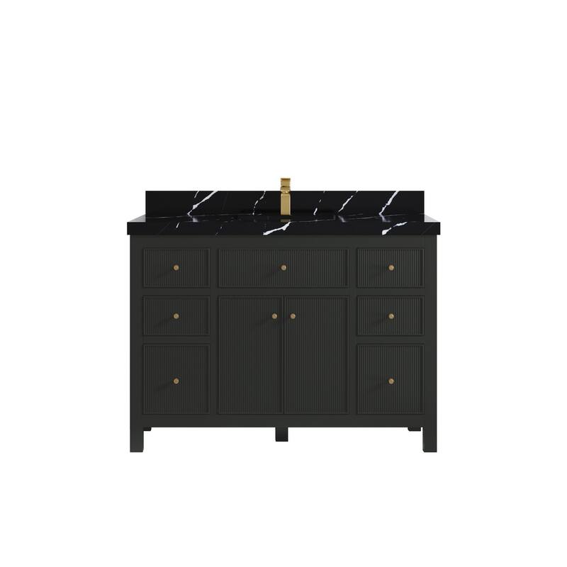 Willow Collections 48 in W x 22 in D Sonoma Free Standing Reeded Single Sink Bathroom Vanity with Countertop
