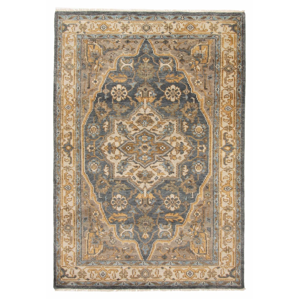ECARPETGALLERY Hand-knotted Jules Serapi Dark Grey Wool Rug - 6'2 x 8'11