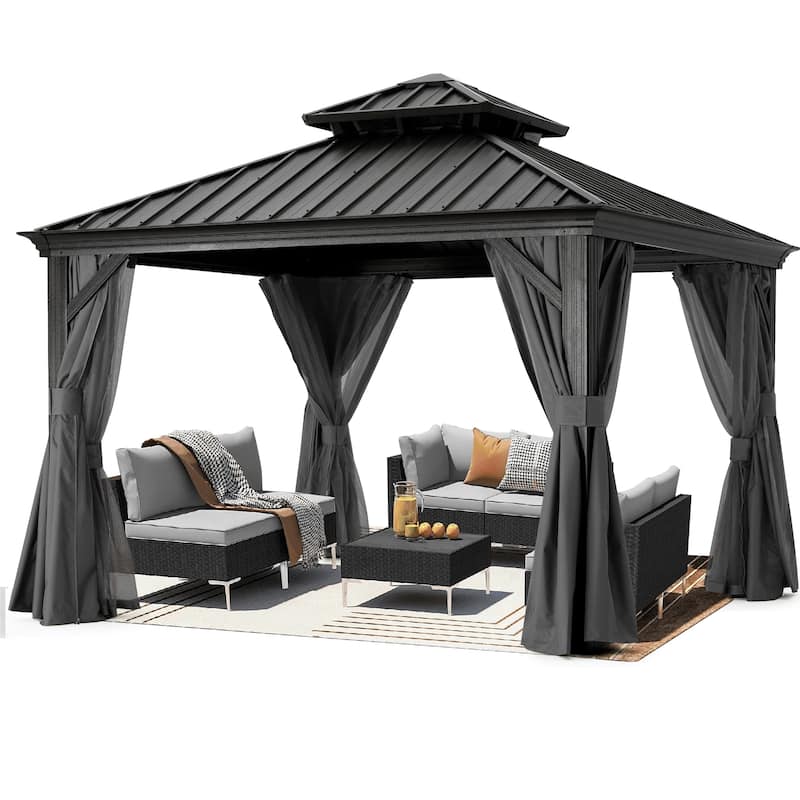 ABCCANOPY Outdoor Hardtop Gazebo with Galvanized Steel Double Roof