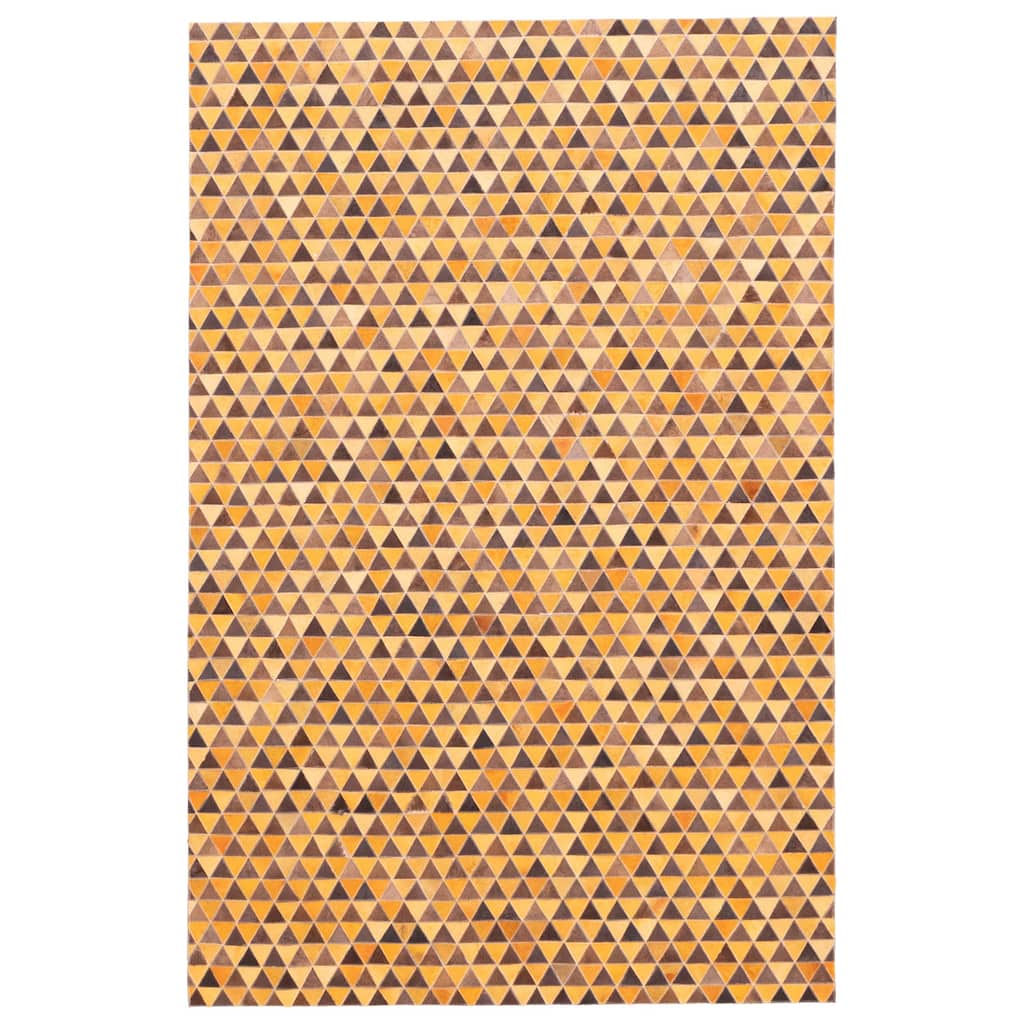 ECARPETGALLERY Handmade Cowhide Patchwork Orange Leather Rug - 5'0 x 7'11