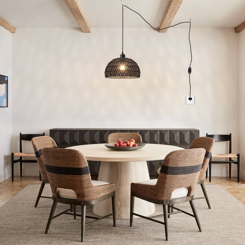 1-Light 11.81"W Rattan Pendant Lights for Kitchen Island Living Room