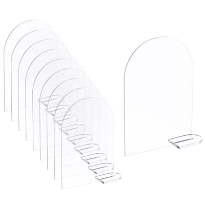 30pcs Clear Arch Acrylic Sign with Stand for Wedding Reception (5.7 x 3.7 Inch)