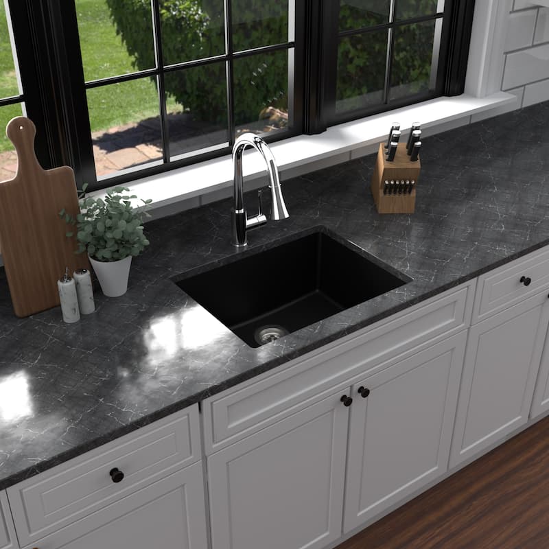 Karran Undermount 24.38 in Single Bowl Quartz Kitchen Sink
