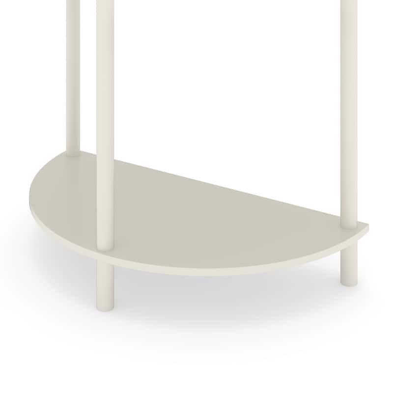 Artisan-Crafted Demi-Lune Console Table,Unique Half Moon Design End Table with 2 Drawers and Shelf