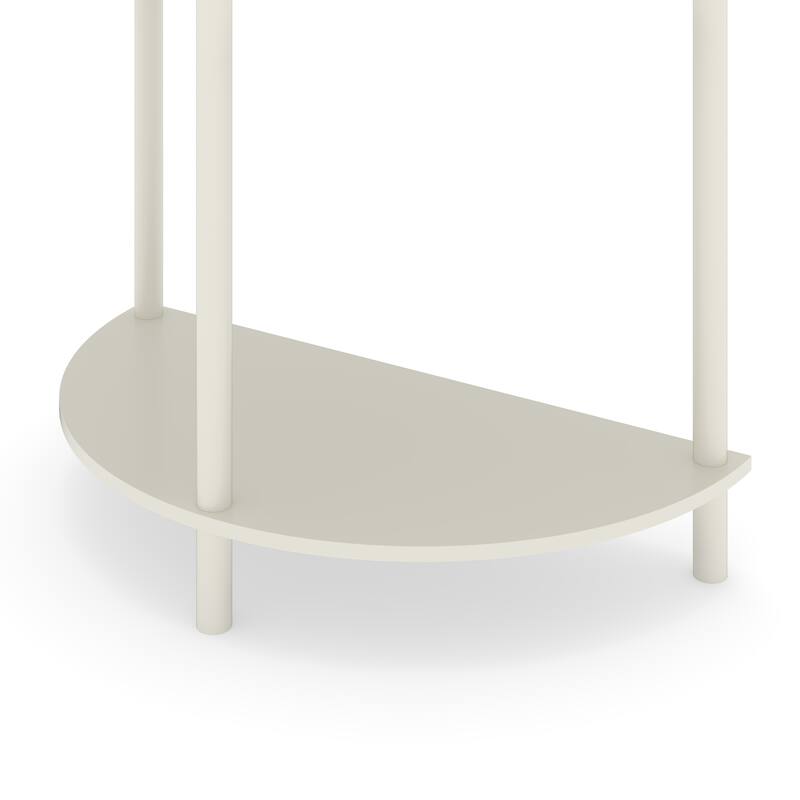 Wave-Pattern Console Table with Dark Gray Finish,Unique Half Moon Design End Table with 2 Storage Drawers and Bottom Shelf