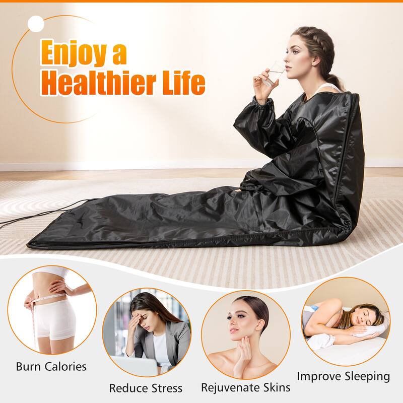 Gymax Infrared Sauna Blanket w/ Sleeves Wraps 30-90Min Timer