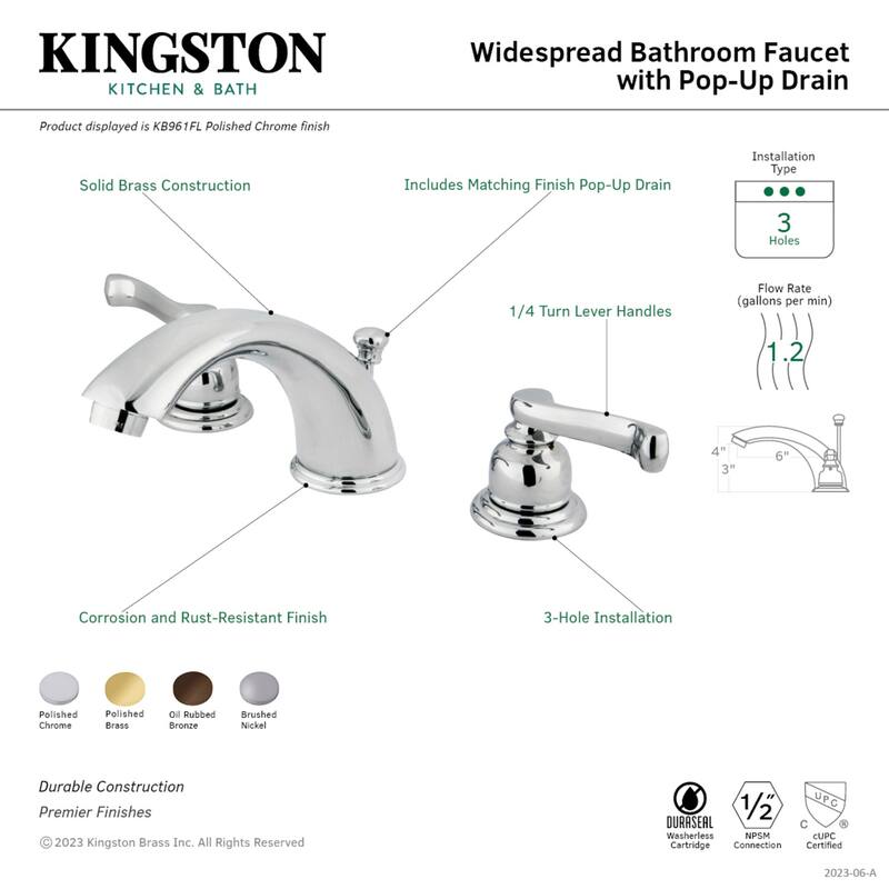 Kingston Brass Magellan 8 in. Widespread Bathroom Faucet in Polished Brass
