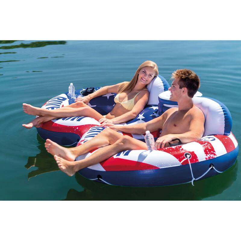 Intex American Flag 2 Person Float w/ River Run 1 Person Tube (3 Pack) - 7