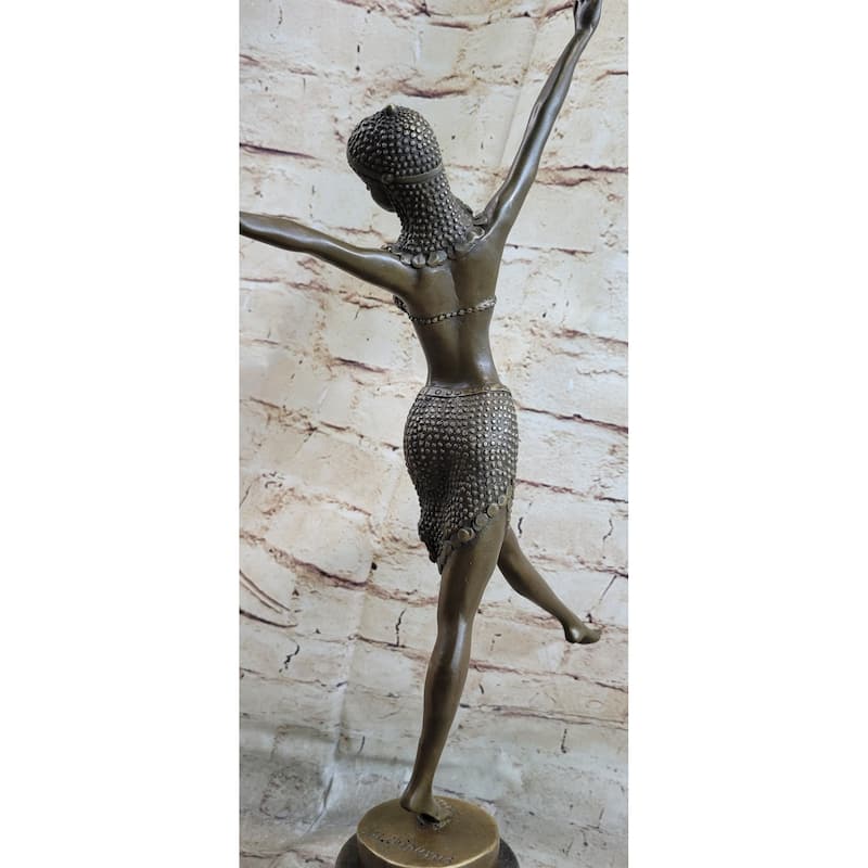 Stunning Bronze Art Deco Dancing Lady Signed Sculpture Figurine Figure Hot Cast