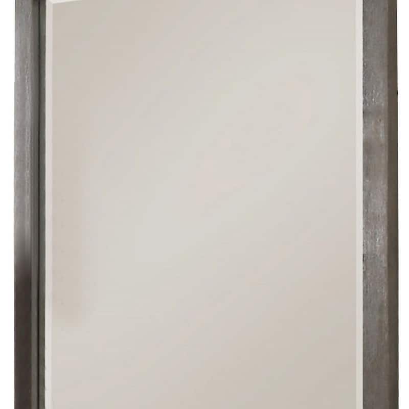 Contemporary Wooden Frame Dresser Mirror with Natural Grain Details, Gray