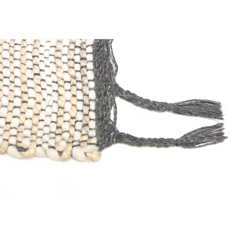 ECARPETGALLERY Braid weave Sienna Grey Wool Rug - 5'10 x 7'2