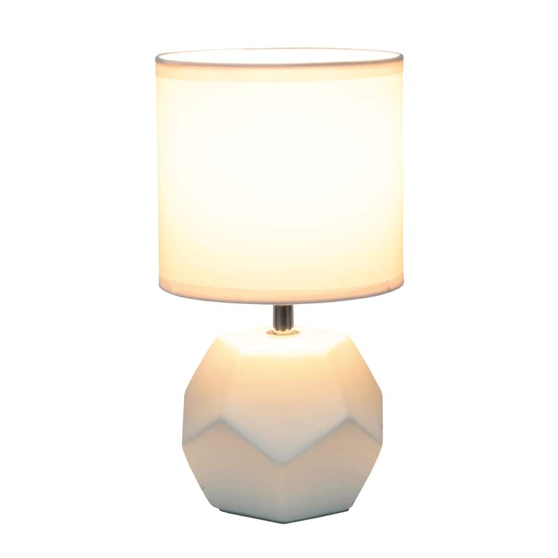 10.24" Modern Geometric Table Lamp with Ceramic Base and Fabric Shade for Bedroom or Office - 5.51"L x 5.51"W x 10.24"H
