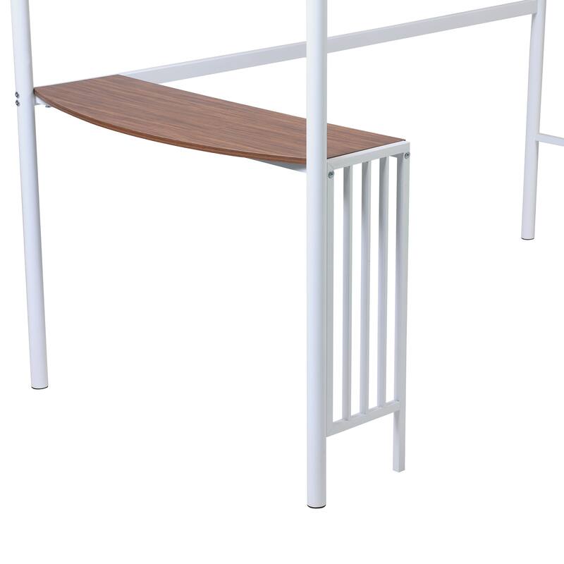 Twin Metal Bunk Bed with Desk, Ladder and Guardrails