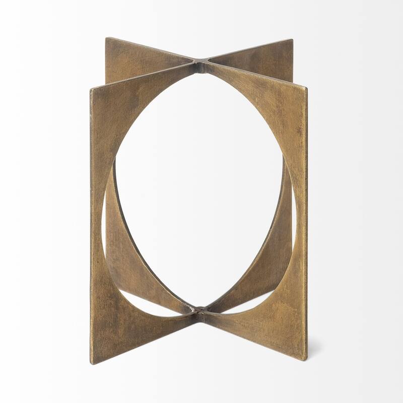 Burnished Gold Metal Circle Square Sculpture