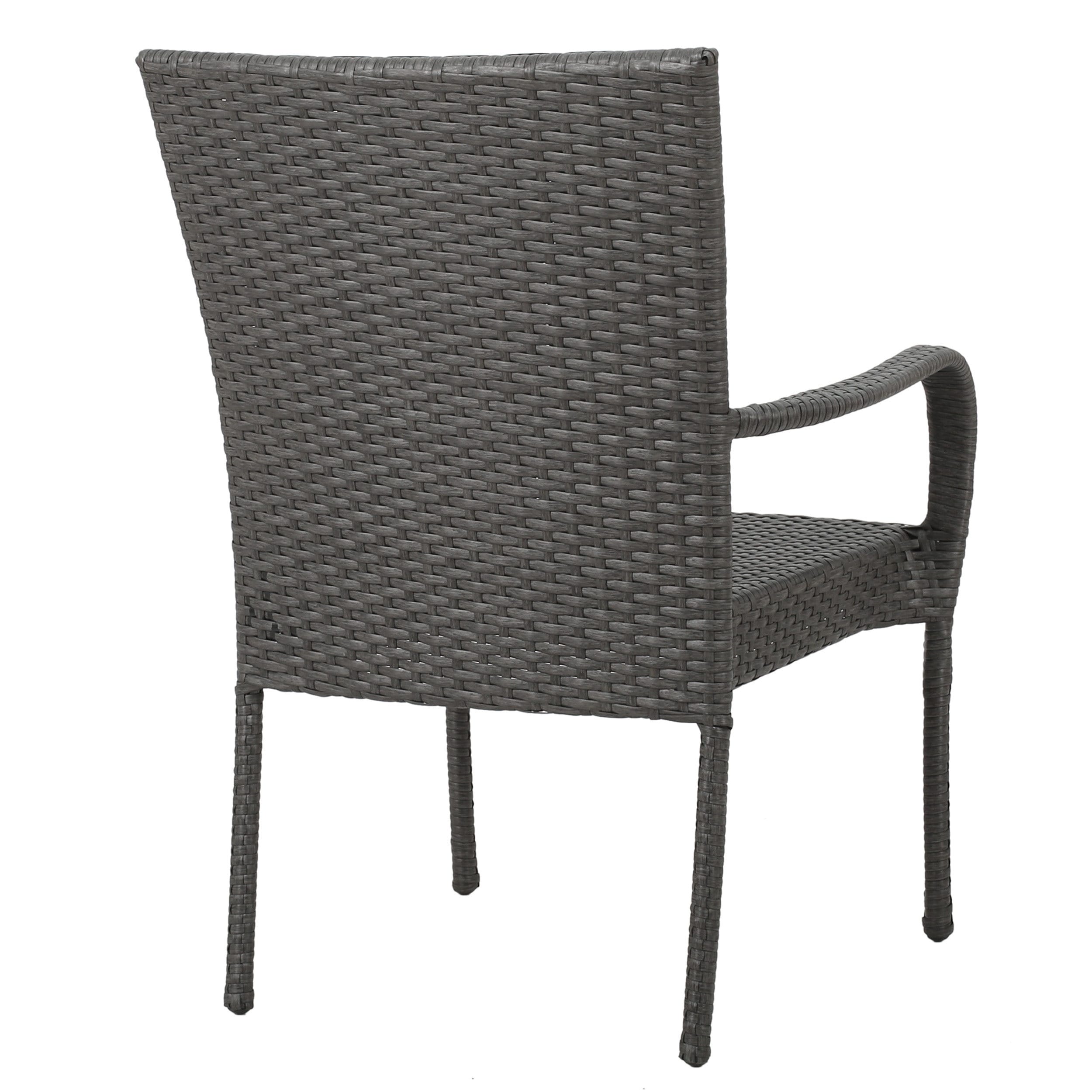 Noble house dusk gray stackable wicker outdoor dining chairs outlet